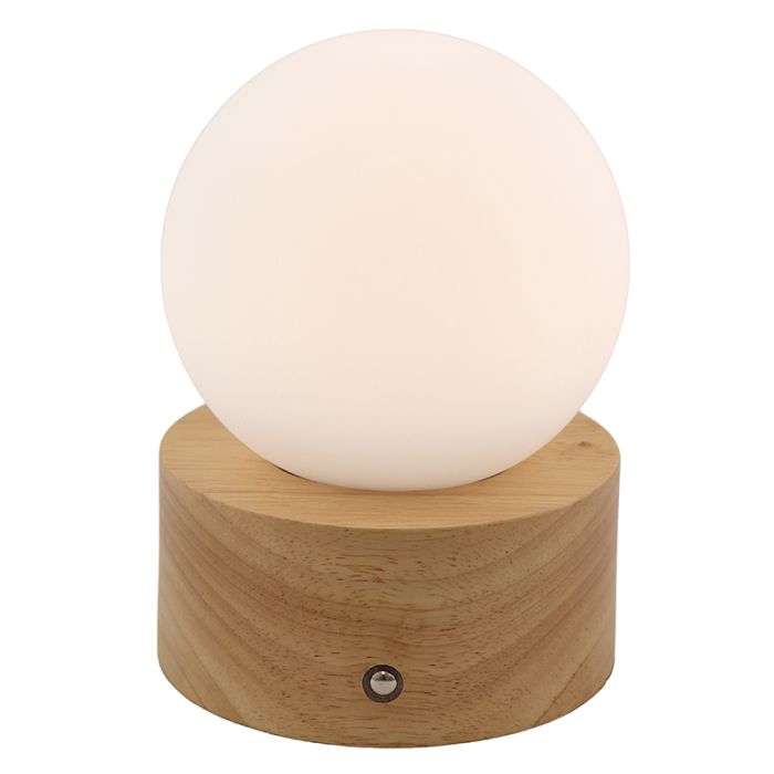 Basic table lamp wood, Tiddo, 2W, dim to warm LED, with switch