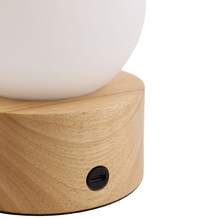 Basic table lamp wood, Tiddo, 2W, dim to warm LED, with switch