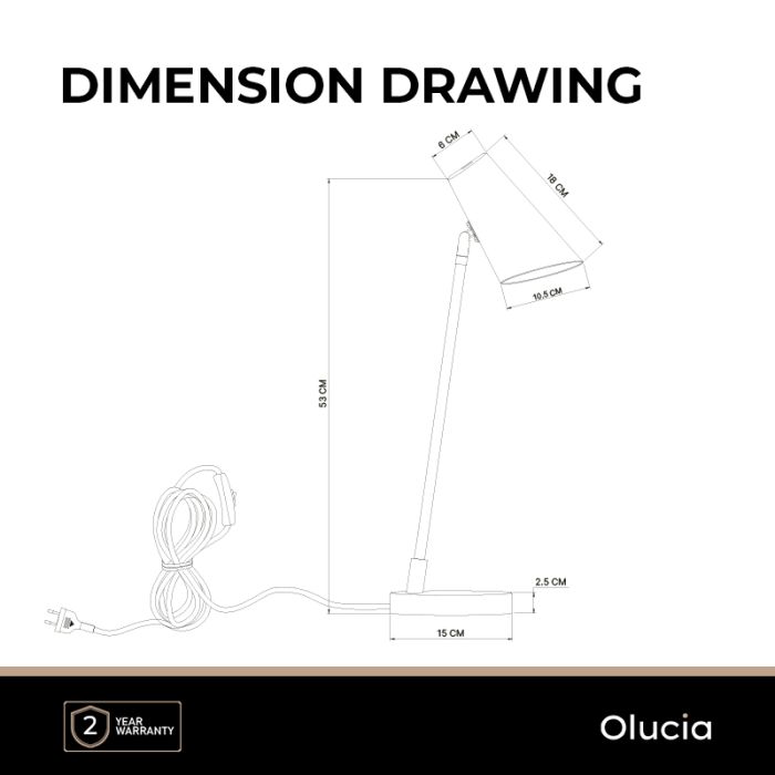 Modern table lamp black, Taro, with switch