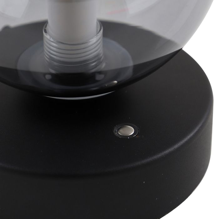 Modern rechargeable table lamp black, Theo, 2W, 3000K LED, IP44, 3-step dimmable