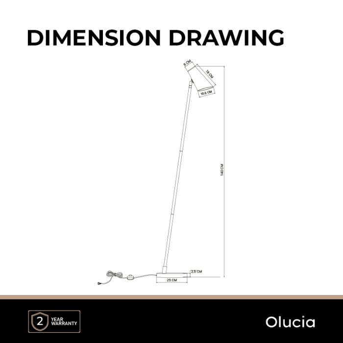 Modern floor lamp black, Taro, with switch