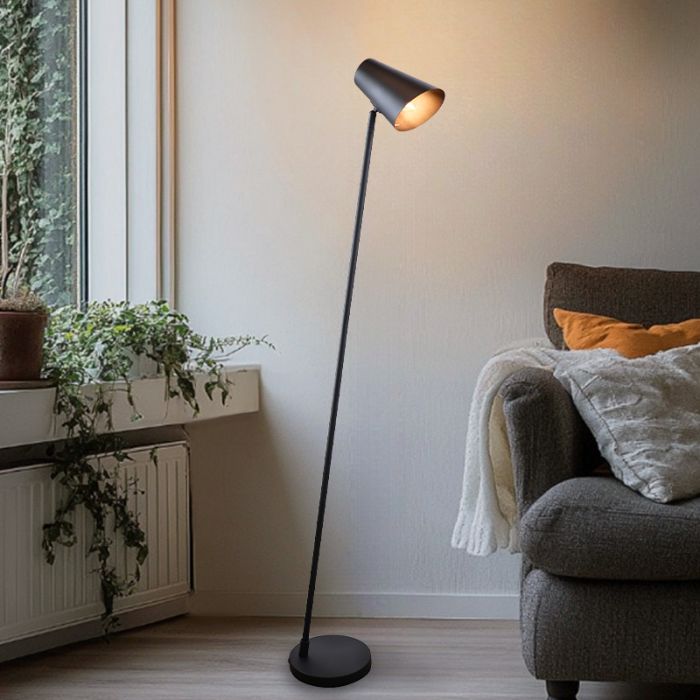 Modern floor lamp black, Taro, with switch