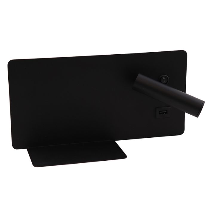Modern wall light black, Stanley, 10W, 4000K LED, with switch
