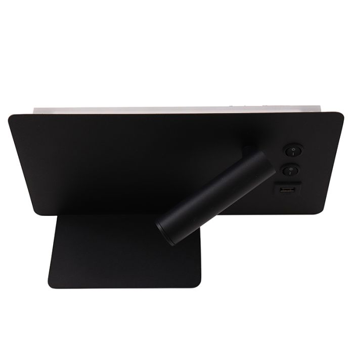 Modern wall light black, Stanley, 10W, 4000K LED, with switch