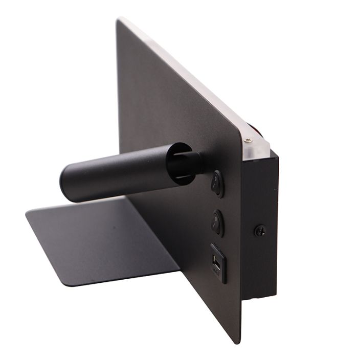 Modern wall light black, Stanley, 10W, 4000K LED, with switch