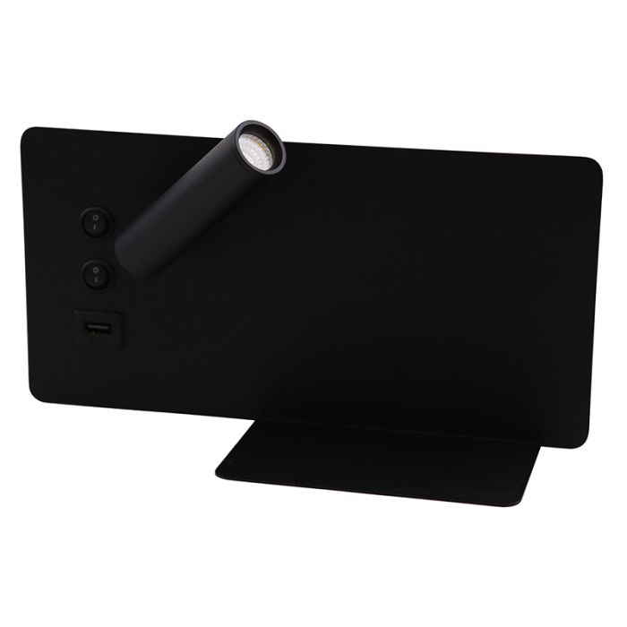 Modern wall light black, Stanley, 10W, 4000K LED, with switch