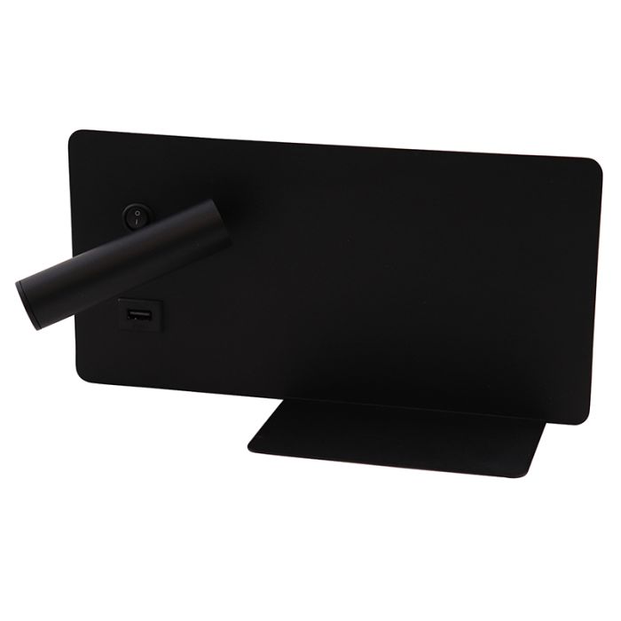 Modern wall light black, Stanley, 10W, 4000K LED, with switch
