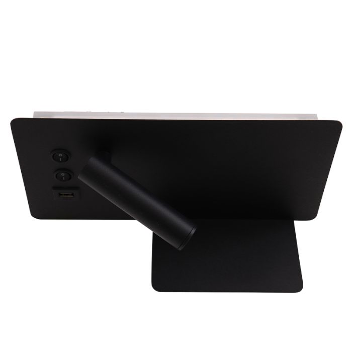 Modern wall light black, Stanley, 10W, 4000K LED, with switch