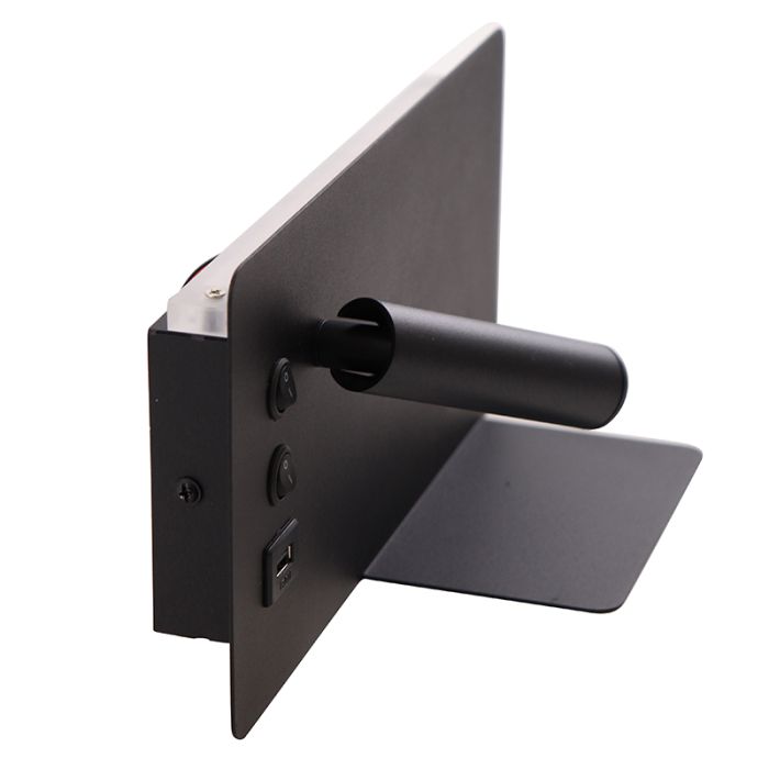 Modern wall light black, Stanley, 10W, 4000K LED, with switch
