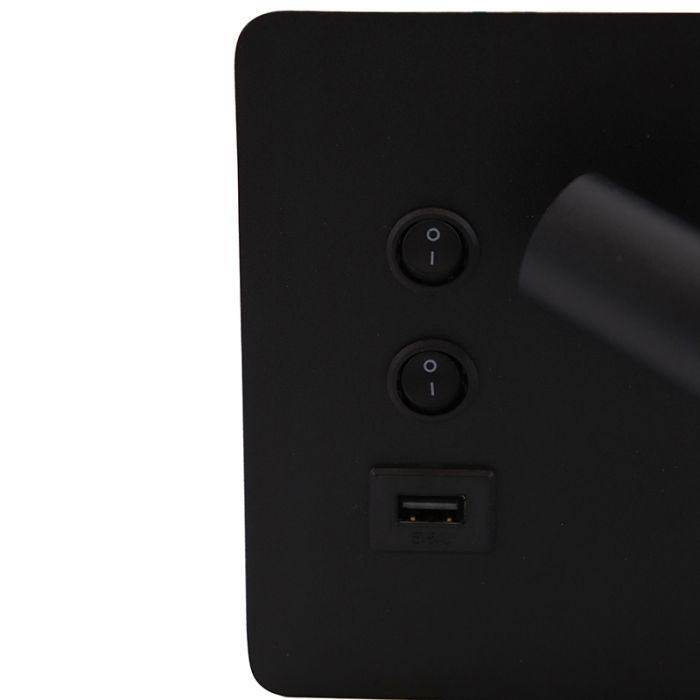 Modern wall light black, Stanley, 10W, 4000K LED, with switch
