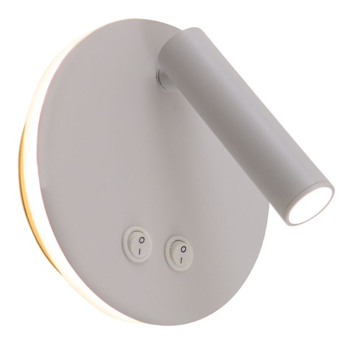 Modern wall light white, Robbie, 10W, 4000K LED, with switch