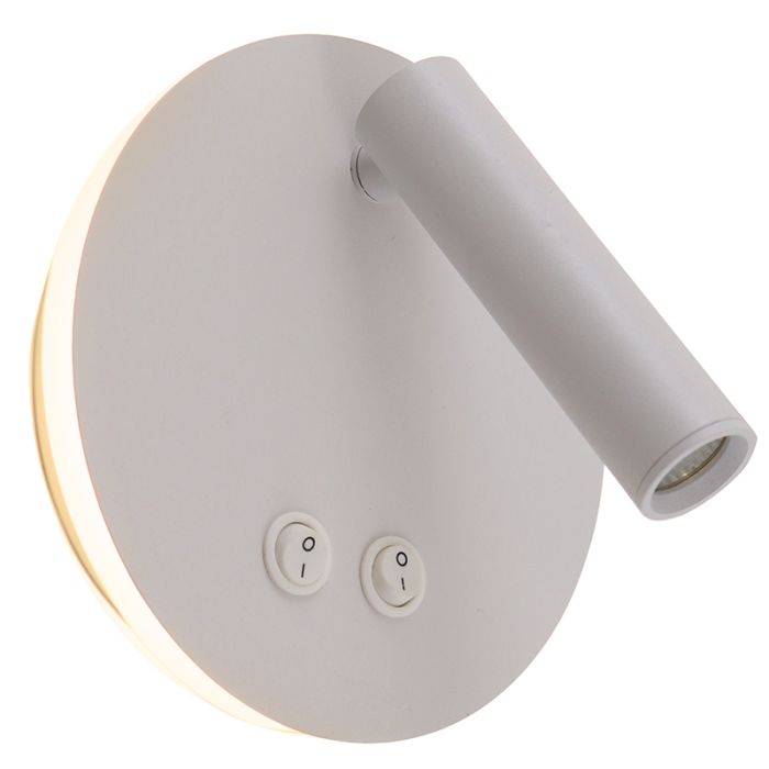 Modern wall light white, Robbie, 10W, 4000K LED, with switch