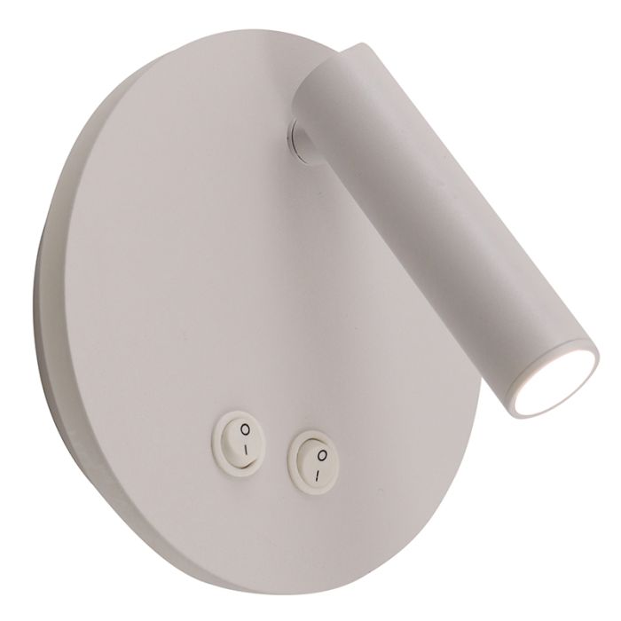 Modern wall light white, Robbie, 10W, 4000K LED, with switch