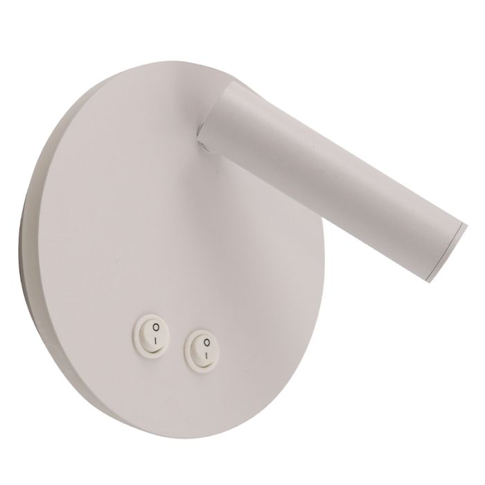 Modern wall light white, Robbie, 10W, 4000K LED, with switch