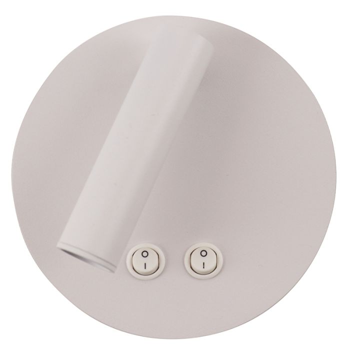 Modern wall light white, Robbie, 10W, 4000K LED, with switch