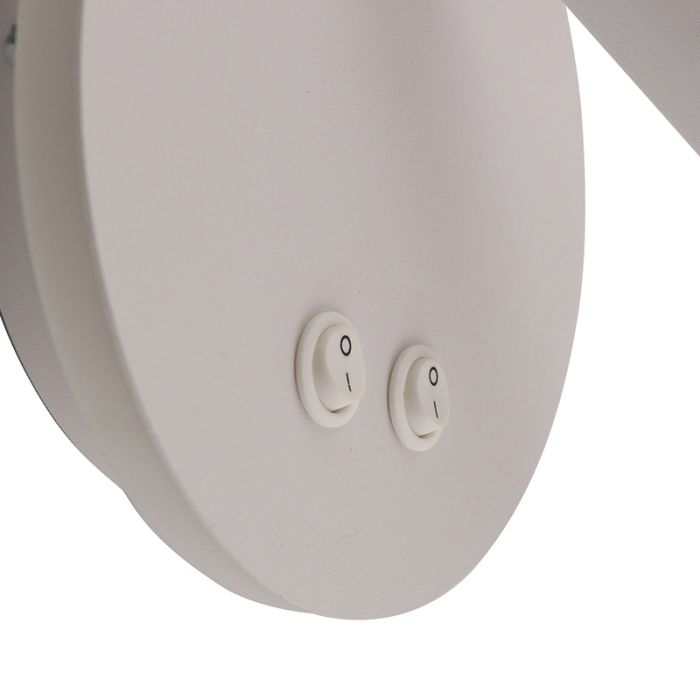 Modern wall light white, Robbie, 10W, 4000K LED, with switch