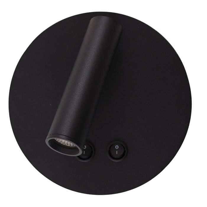 Modern wall light black, Robbie, 10W, 4000K LED, with switch