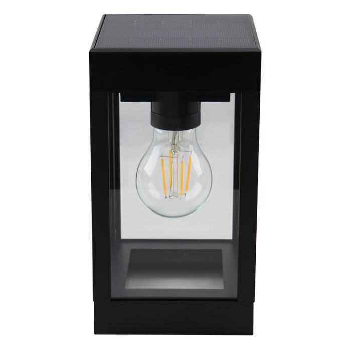 Black solar outdoor wall light plastic, Henk, IP65
