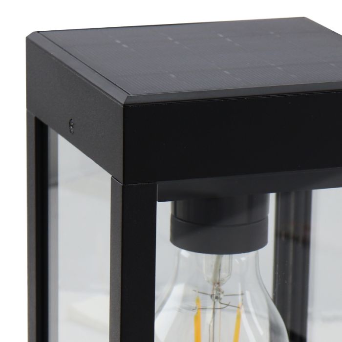 Black solar outdoor wall light plastic, Henk, IP65