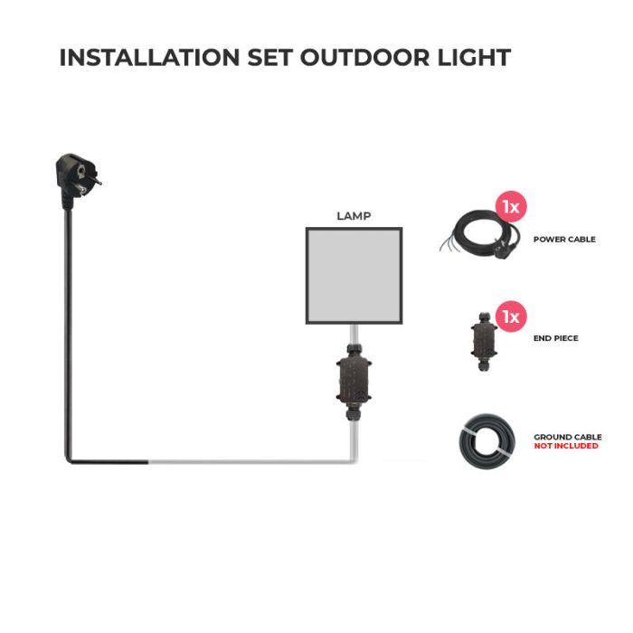 Connection set for 1 outdoor lamp