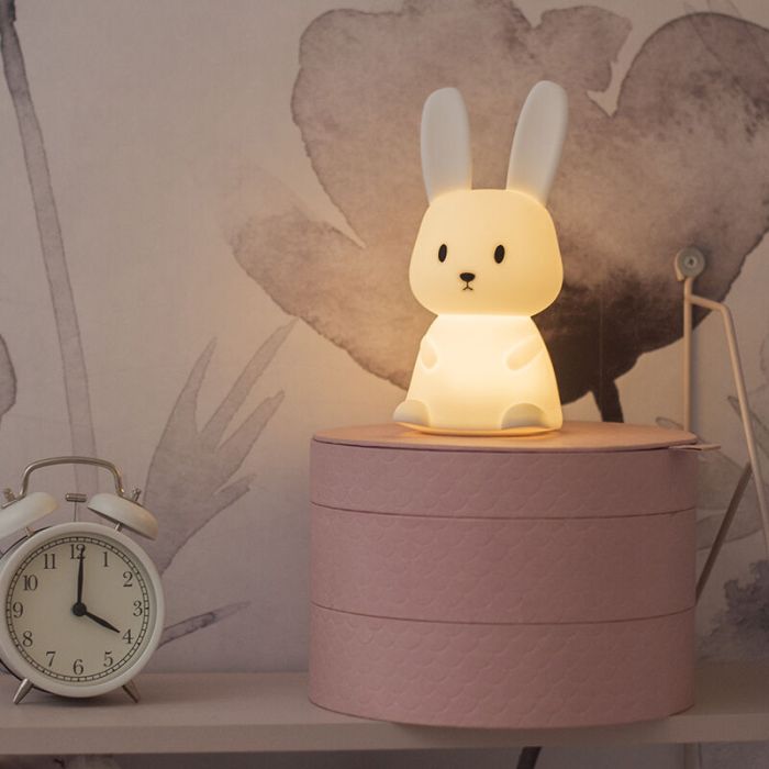 Plastic kid's night light white, Bunny, 0,5W, RGBW LED, with switch