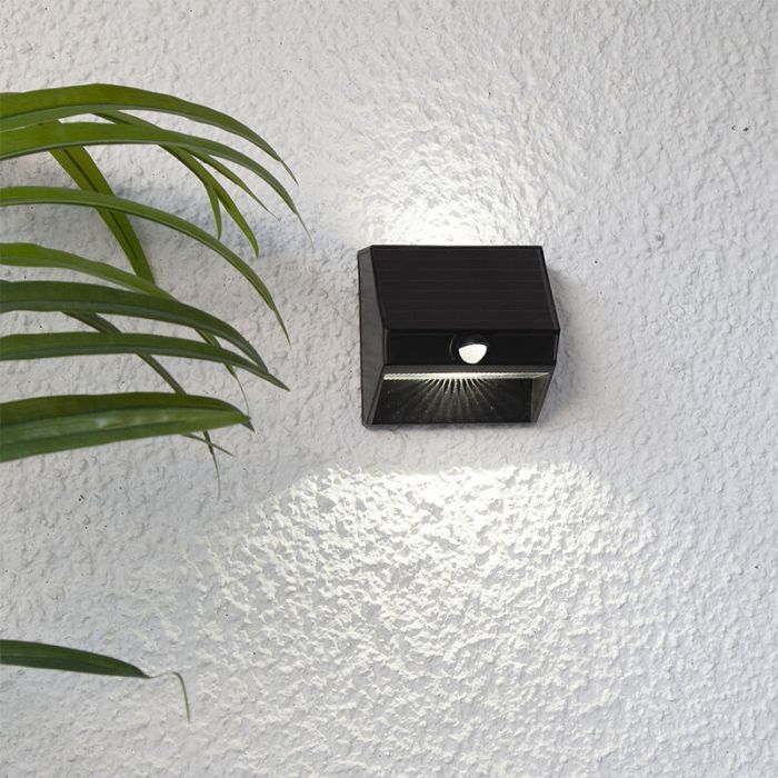 Plastic solar outdoor wall light black, Amier, 0,06W, 5000K LED, IP44