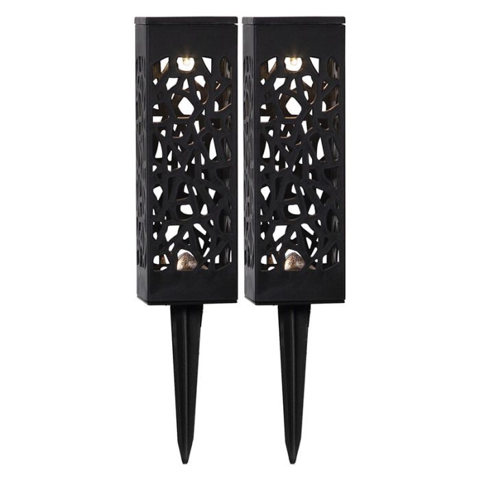 2-pack black solar spike lights Amisha, with twilight sensor