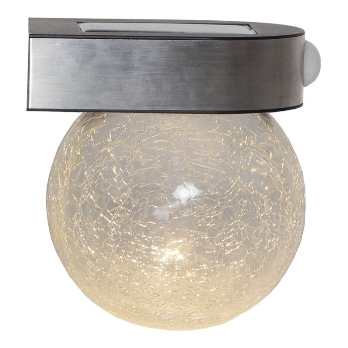 Glass solar outdoor wall light transparent, Amke, 0,25W, 3000K LED, IP44