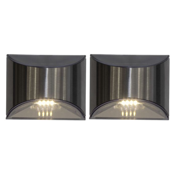 2-pack solar wall lights Amier, Silver, with twilight sensor