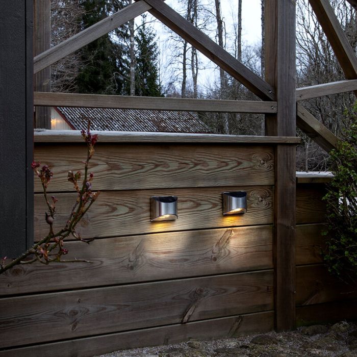 2-pack solar wall lights Amier, Silver, with twilight sensor