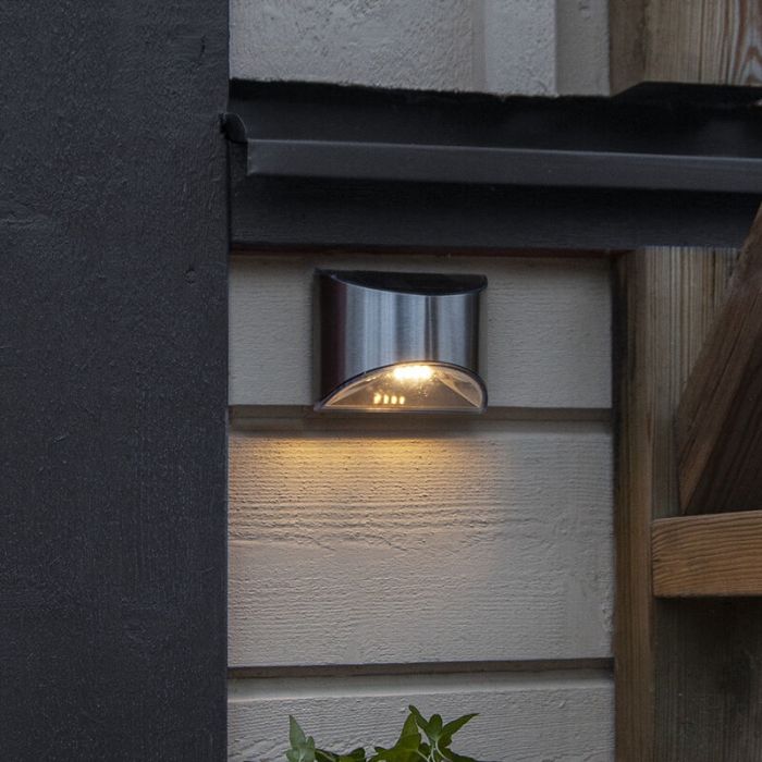 2-pack solar wall lights Amier, Silver, with twilight sensor
