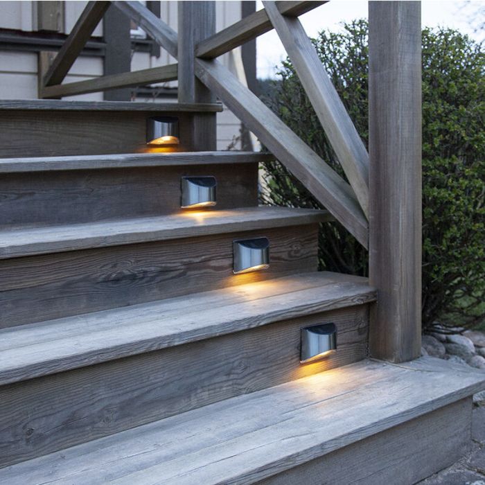 2-pack solar wall lights Amier, Silver, with twilight sensor