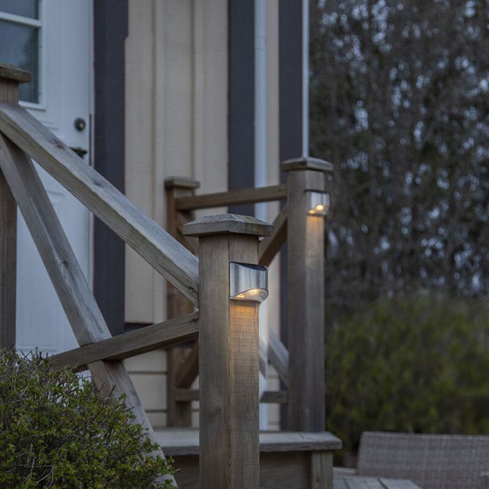 2-pack solar wall lights Amier, Silver, with twilight sensor