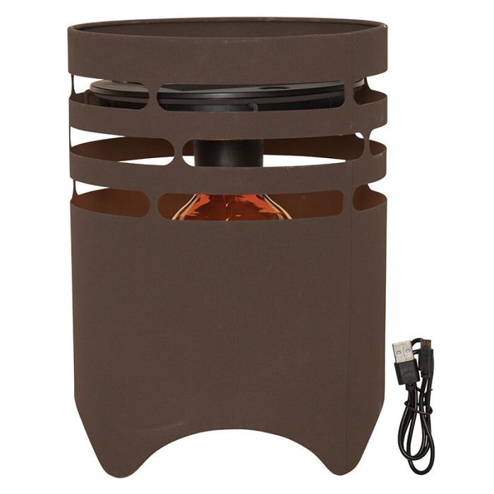 Plastic outdoor table lamp brown, Aidan, 0,3W, 3000K LED, IP44