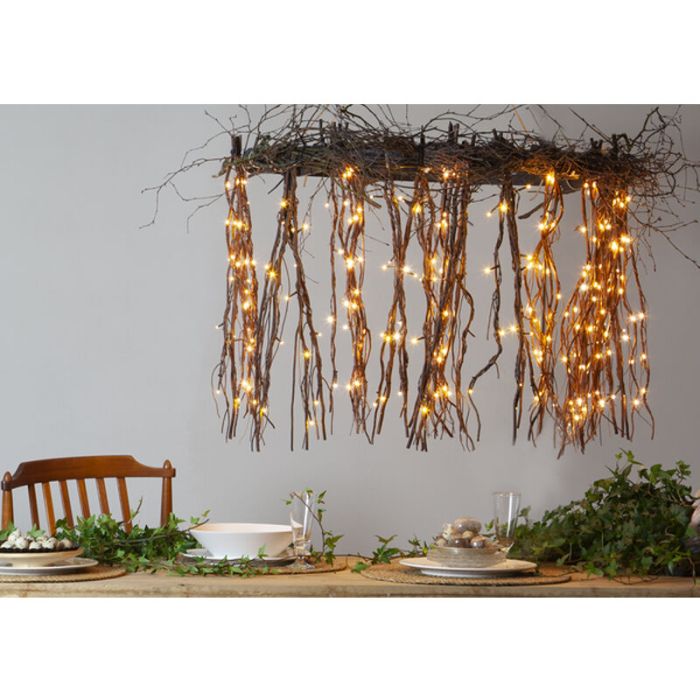 Brown willow branches with lighting, 60cm high, on battery