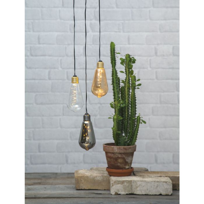 Smoke glass Edison lamp, battery powered