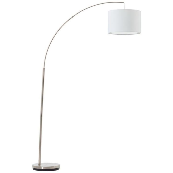 Fabric arc floor lamp white, Merinde, with switch