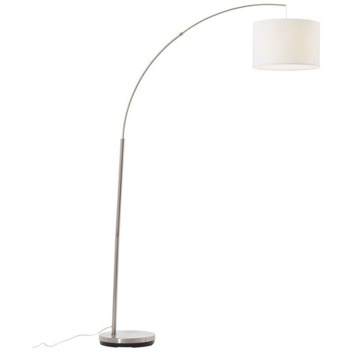 Fabric arc floor lamp white, Merinde, with switch