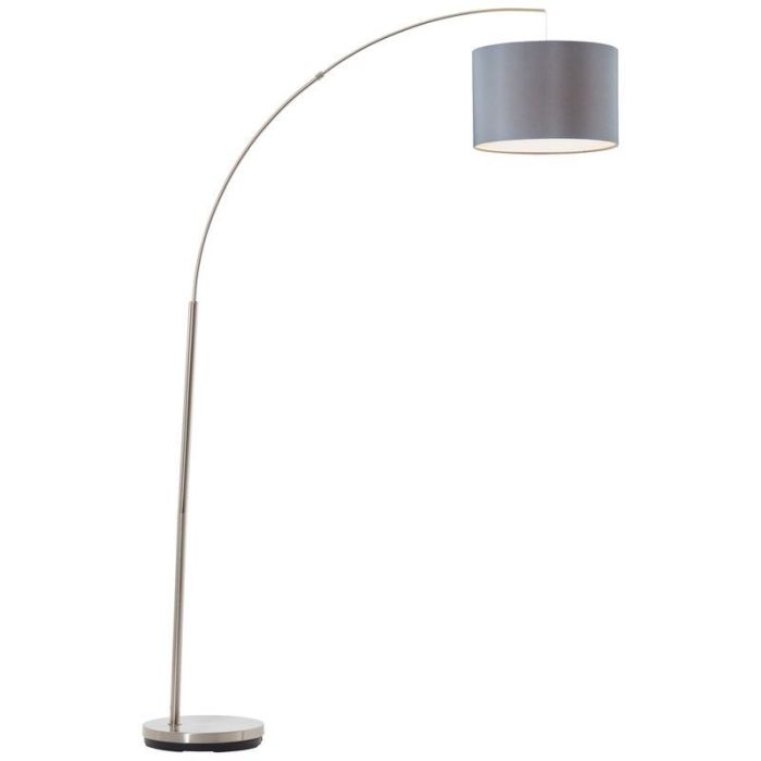 Fabric arc floor lamp grey, Merinde, with switch