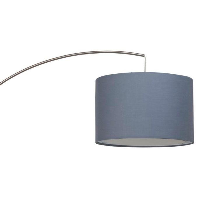 Fabric arc floor lamp grey, Merinde, with switch
