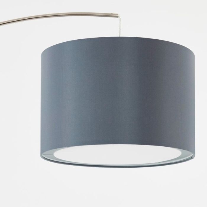 Fabric arc floor lamp grey, Merinde, with switch