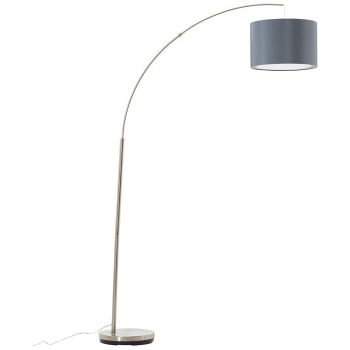 Fabric arc floor lamp grey, Merinde, with switch
