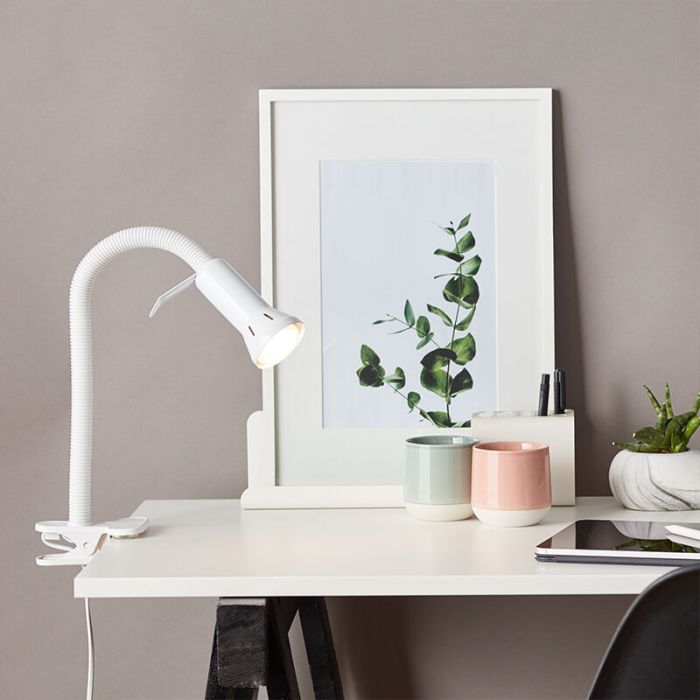 Plastic clip spotlight white, Kalina, with switch