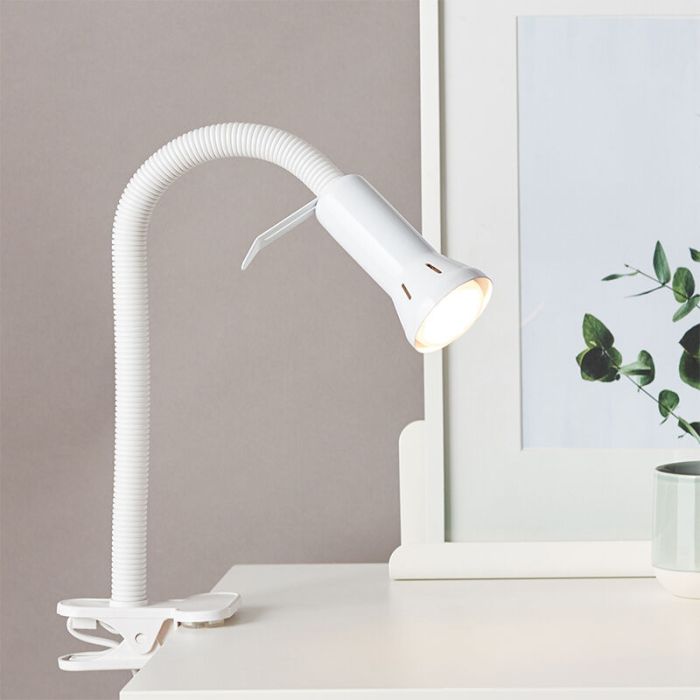 Plastic clip spotlight white, Kalina, with switch