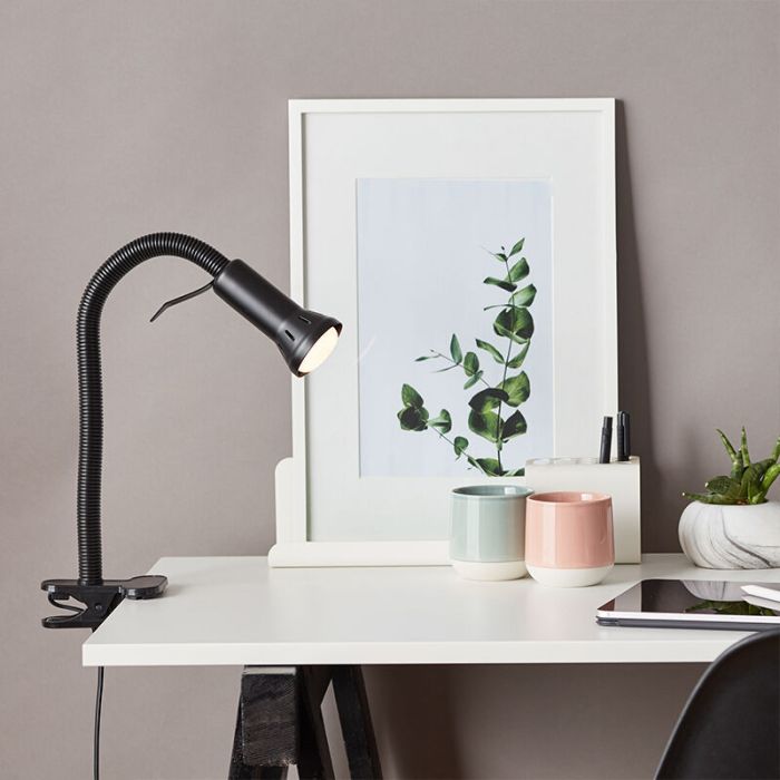 Plastic clip spotlight black, Kalina, with switch