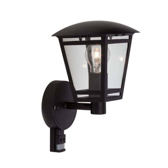 Modern outdoor wall light with motion sensor black, Jedidjah, IP44