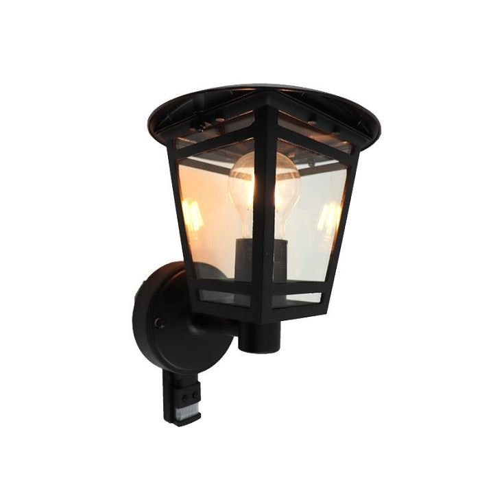 Modern outdoor wall light with motion sensor black, Jedidjah, IP44