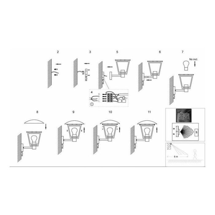 Modern outdoor wall light with motion sensor black, Jedidjah, IP44
