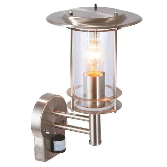Metal outdoor wall light with motion sensor chrome, Shamayra, IP44