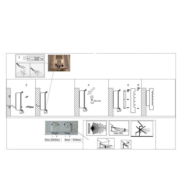 Metal outdoor wall light with motion sensor white, Alea, IP44